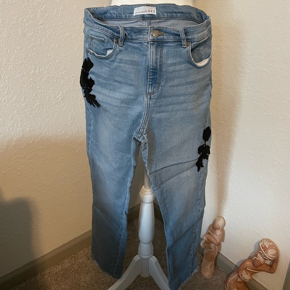 Loft denim crotchet flowers